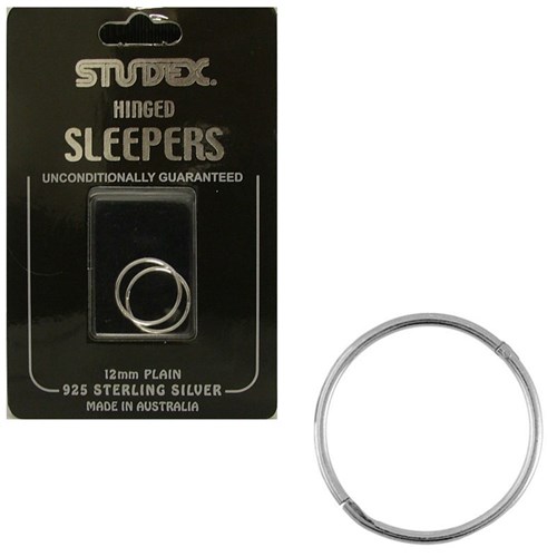 Small Plain Sleepers 12mm Sterling Silver (925)